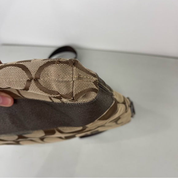 Coach Signature Monogram Crossbody Shoulder Bag Brown Medium Size - Picture 4 of 13